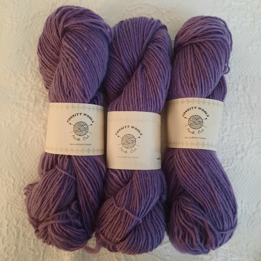 CONSITT WOOLS 3 Soft Spun 100% Lambswool Yarn Spun, Dyed, Milled in CANADA